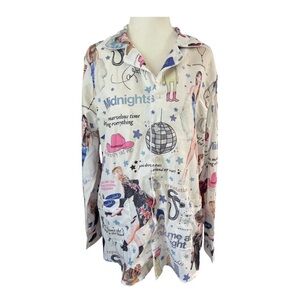 Taylor Swift Midnights Eras Tour Graphic Button Down Top Women’s Large Concert S